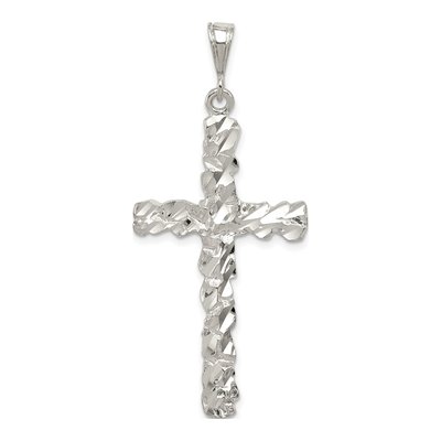 Sterling Silver Diamond-Cut Cross Pendant