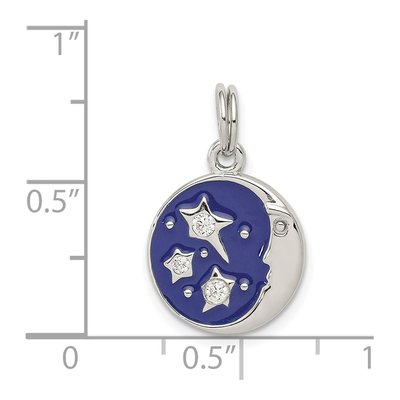 Sterling Silver CZ Moon Star Charm – view 4