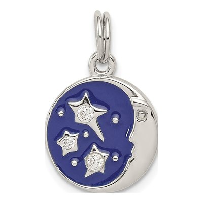 Sterling Silver CZ Moon Star Charm