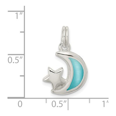 Sterling Silver Blue Enamel Moon Star Charm – view 4