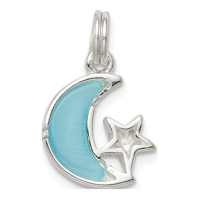 Sterling Silver Blue Enamel Moon Star Charm – view 5