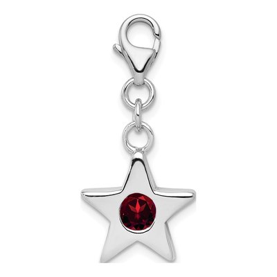 Sterling Silver CZ January Birthstone Star Charm