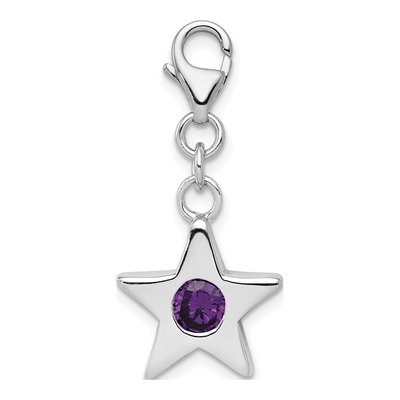 Sterling Silver CZ February Birthstone Star Charm