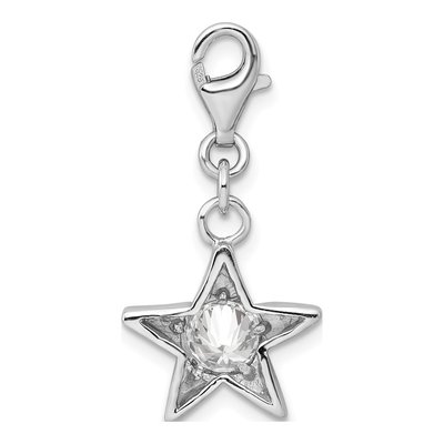 Sterling Silver CZ April Birthstone Star Charm – view 4