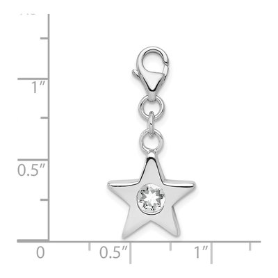 Sterling Silver CZ April Birthstone Star Charm – view 5