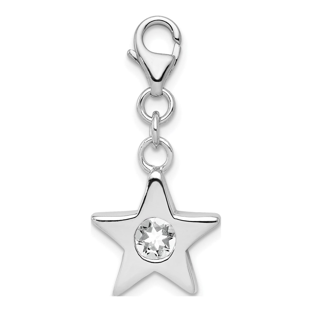 Sterling Silver April CZ Birthstone Star Charm