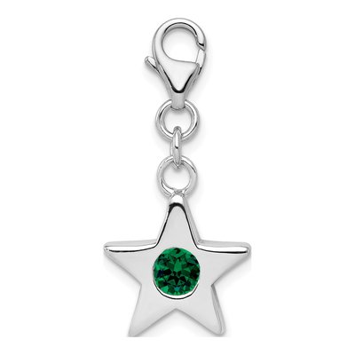 Sterling Silver CZ May Birthstone Star Charm