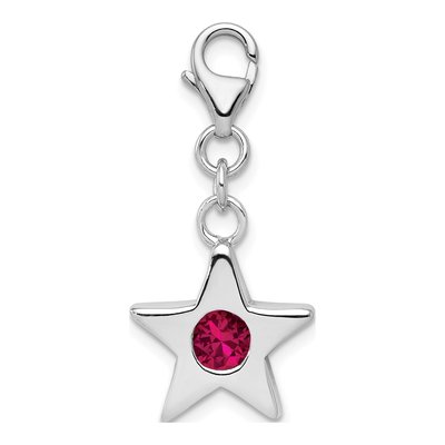 Sterling Silver CZ July Birthstone Star Charm