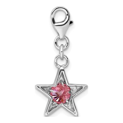 Sterling Silver CZ October Birthstone Star Charm – view 4