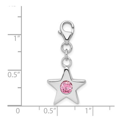 Sterling Silver CZ October Birthstone Star Charm – view 5