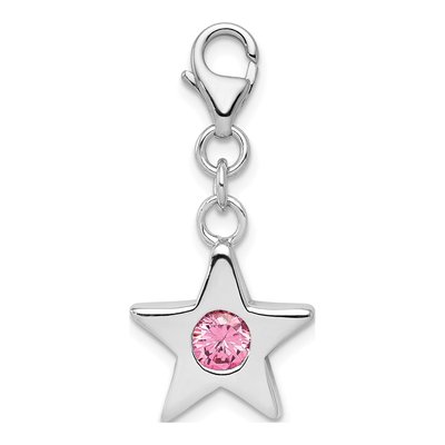 Sterling Silver CZ October Birthstone Star Charm