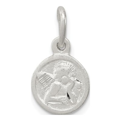 Sterling Silver Diamond-Cut Cherub Disk Charm