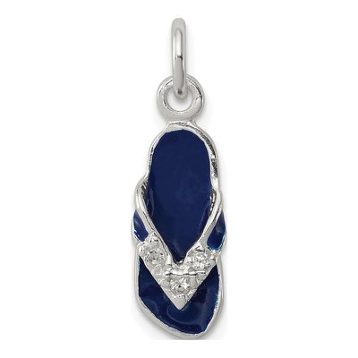 Sterling Silver CZ Enamel Flip Flop Charm