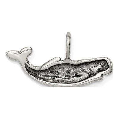 Sterling Silver Antiqued Blue Whale Pendant – view 5