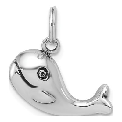 Sterling Silver Antiqued Whale Pendant