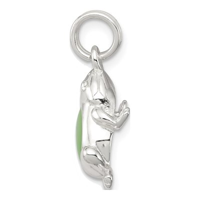 Sterling Silver Green Cat's Eye Frog Charm – view 3