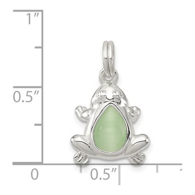 Sterling Silver Green Cat's Eye Frog Charm – view 4
