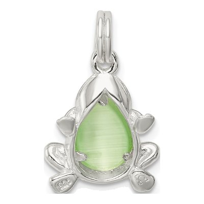 Sterling Silver Green Cat's Eye Frog Charm – view 5