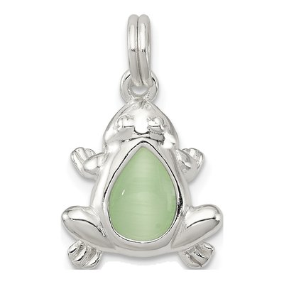 Sterling Silver Green Cat's Eye Frog Charm