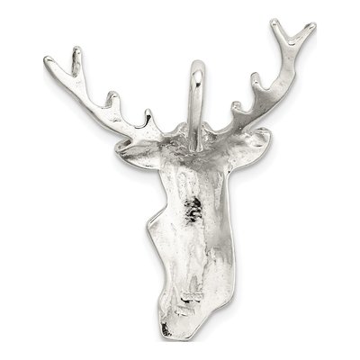 Sterling Silver Diamond-Cut Deer Head Pendant – view 4