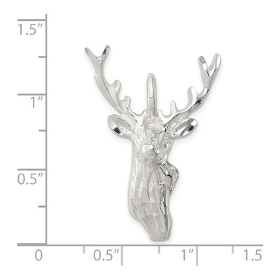 Sterling Silver Diamond-Cut Deer Head Pendant – view 5