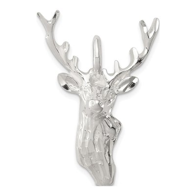 Sterling Silver Diamond-Cut Deer Head Pendant