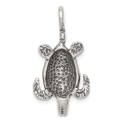 Sterling Silver Antiqued Sea Turtle Pendant – view 5