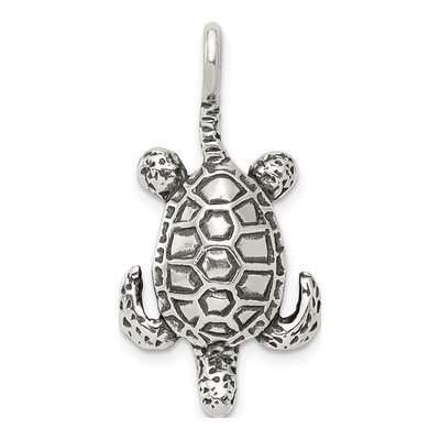 Sterling Silver Antiqued Sea Turtle Pendant