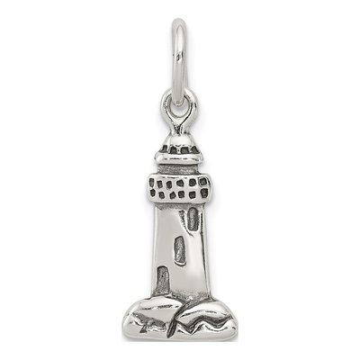 Sterling Silver Antiqued Lighthouse Pendant