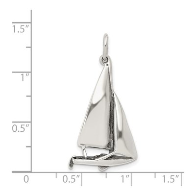 Sterling Silver Antiqued Sailboat Pendant – view 4
