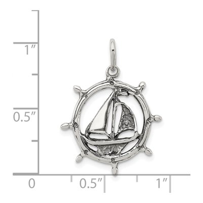 Sterling Silver Sailboat Wheel Pendant – view 5
