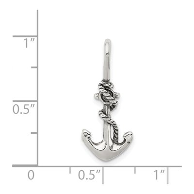 Sterling Silver Antiqued Anchor Rope Pendant – view 4