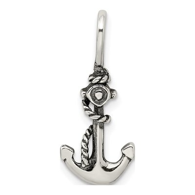 Sterling Silver Antiqued Anchor Rope Pendant – view 5