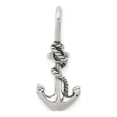 Sterling Silver Antiqued Anchor Rope Pendant