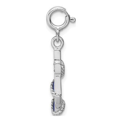 Sterling Silver Crystal Anchor Charm – view 3