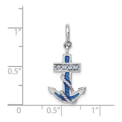 Sterling Silver Crystal Anchor Charm – view 5