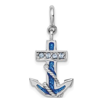 Sterling Silver Crystal Anchor Charm
