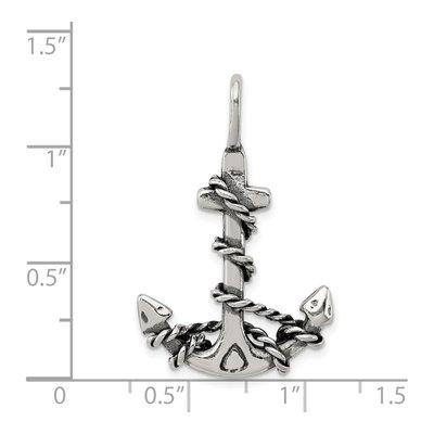 Sterling Silver Antiqued Anchor Pendant – view 4