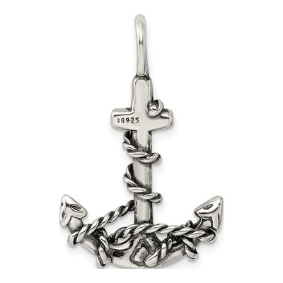 Sterling Silver Antiqued Anchor Pendant – view 5