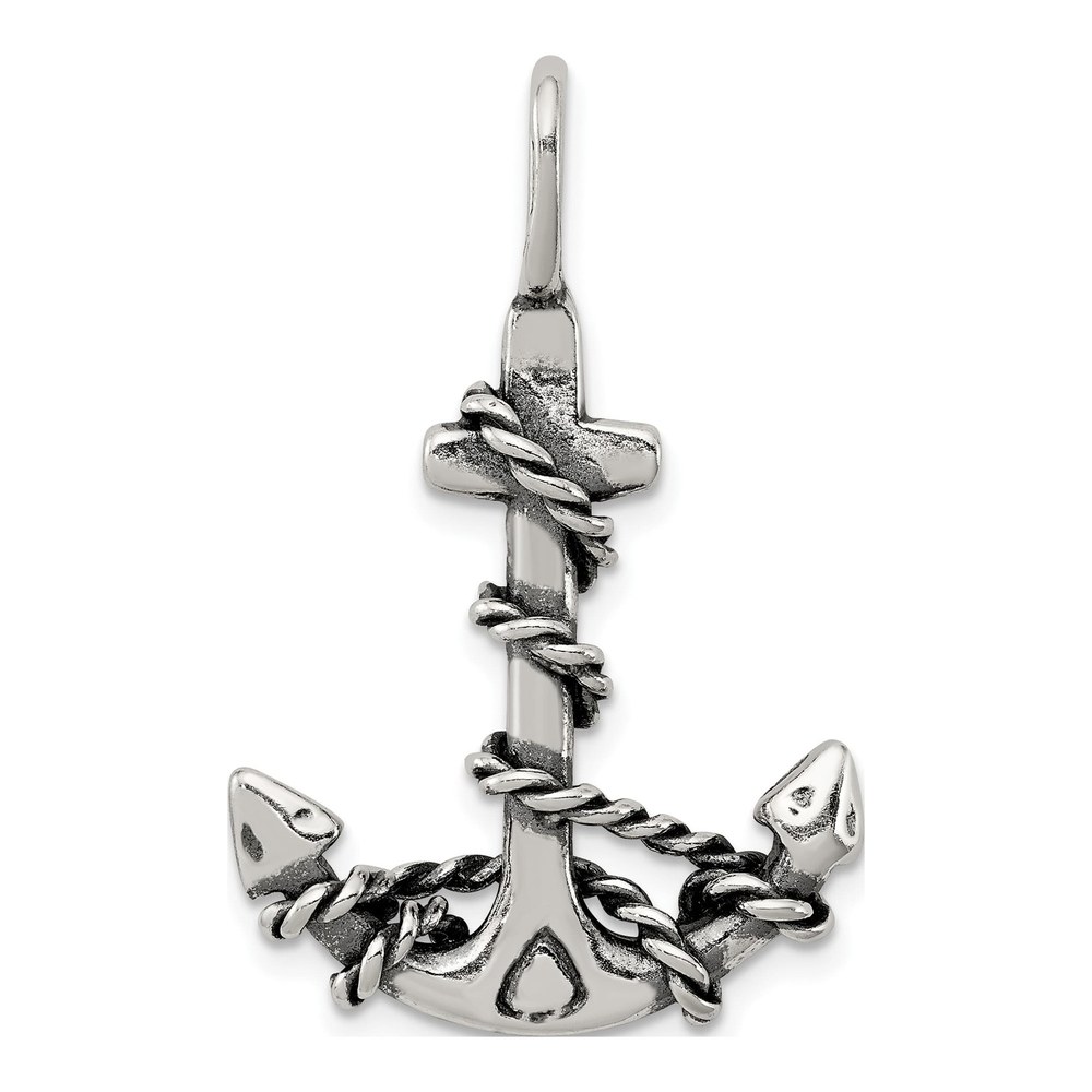 Men's Sterling Silver Antiqued Anchor Pendant