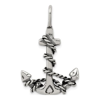 Sterling Silver Antiqued Anchor Pendant