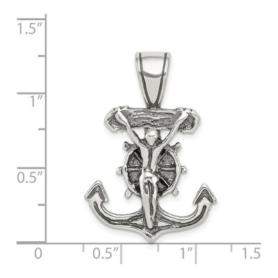 Sterling Silver Antiqued Mariner's Crucifix Pendant – view 4