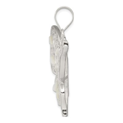 Sterling Silver Mother of Pearl Filigree Butterfly Pendant – view 2