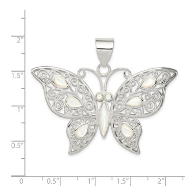 Sterling Silver Mother of Pearl Filigree Butterfly Pendant – view 3