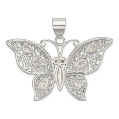 Sterling Silver Mother of Pearl Filigree Butterfly Pendant – view 4