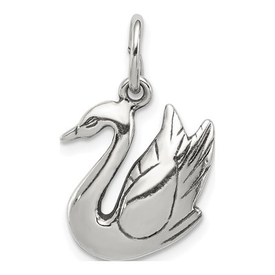 Sterling Silver Antiqued Swan Pendant