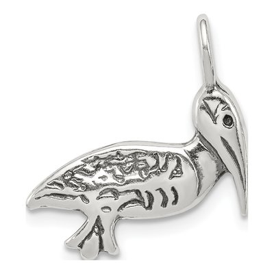 Sterling Silver Antiqued Pelican Pendant