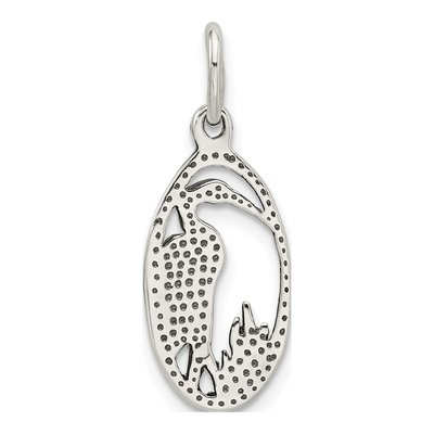 Sterling Silver Crane Oval Frame Charm – view 5