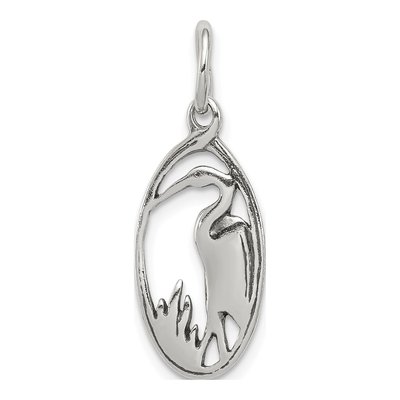 Sterling Silver Crane Oval Frame Charm