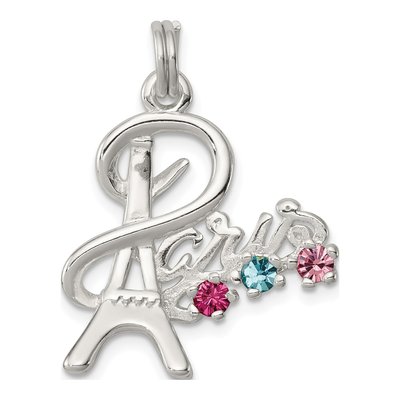 Sterling Silver Crystal Paris Charm